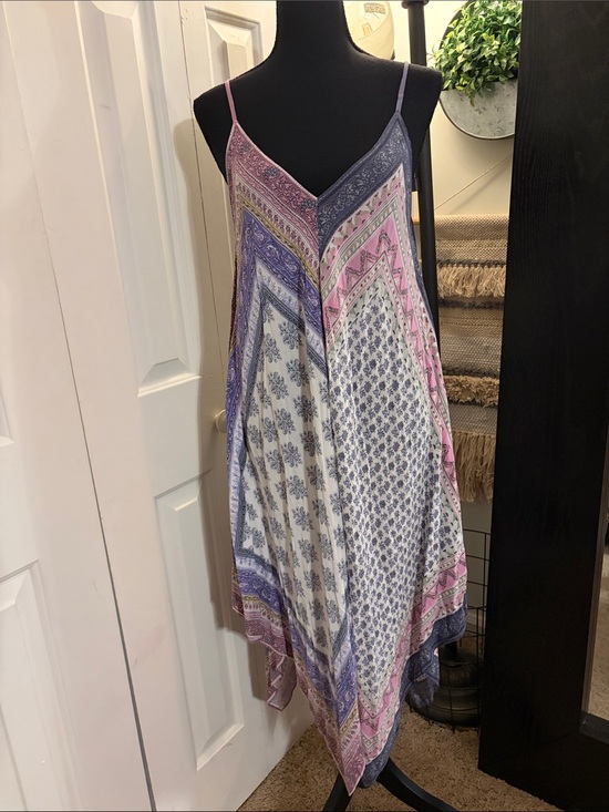 Anthropologie Dresses & Skirts - Anthropologie Floreat Pink and Purple Printed Handkerchief Midi Dress